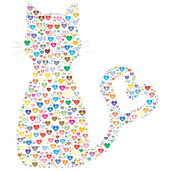 Colorful Cat Heart Tail Hearts 2