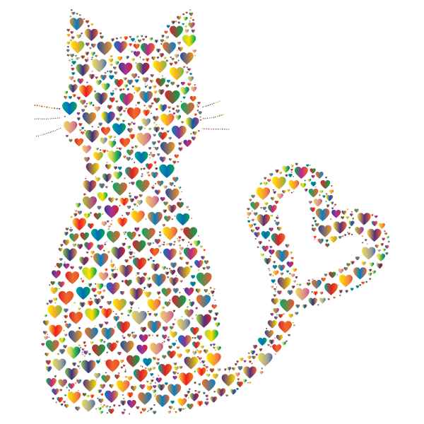 Colorful Cat Heart Tail Hearts 4