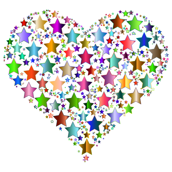 Colorful Heart Stars 9 No Background