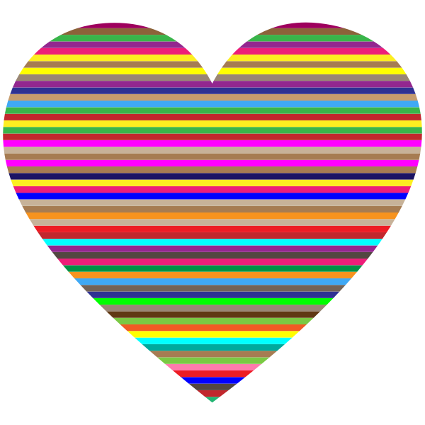 Colorful Horizontal Striped Heart