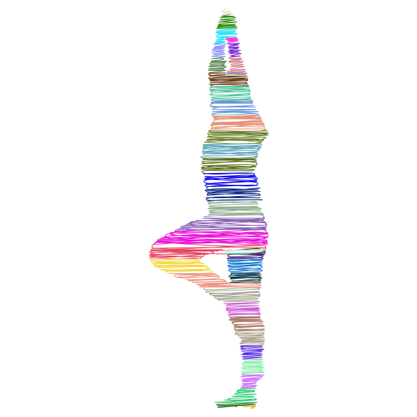 Colorful scribbled yoga pose