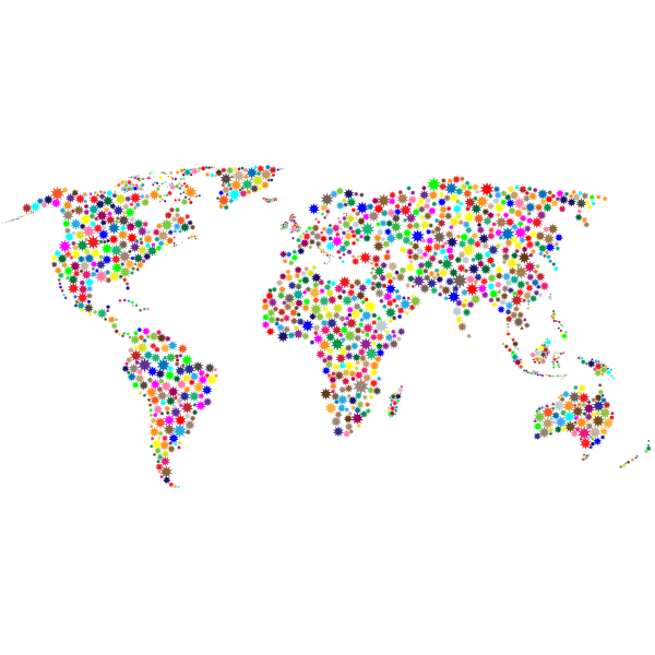 Colorful Stars World Map