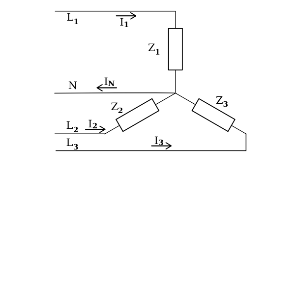 A Three-phase electric power load connected in Y formation