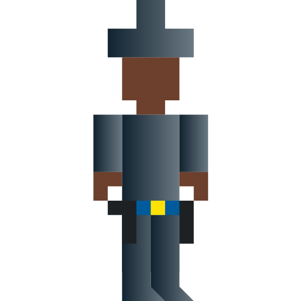 Vector graphics of cowboy with arms pixel art