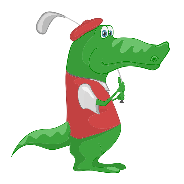 Crocodile playing golf