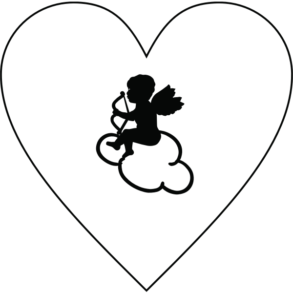 Heart and Cupid silhouette