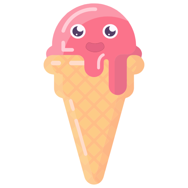 Strawberry ice cream cone