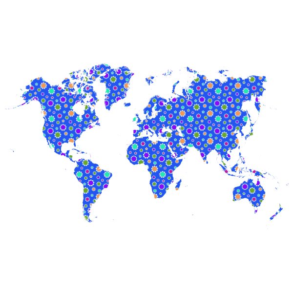 Cute Floral World Map Variation 2