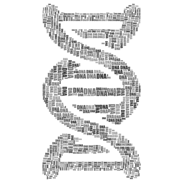 DNA Strand Word Cloud Typography Grayscale