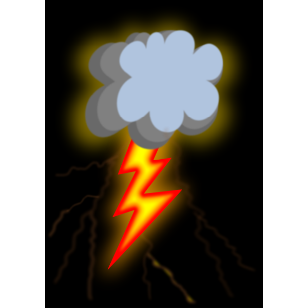 Vector drawing of cloudy day with lighting weather icon