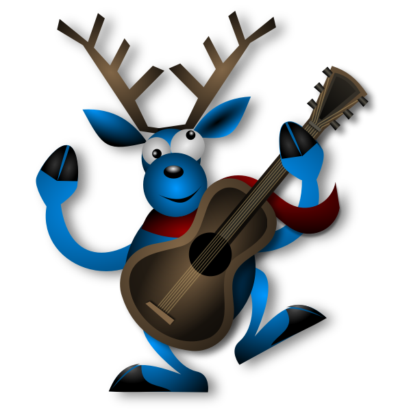 Vector image of dancing raindeer with guitar