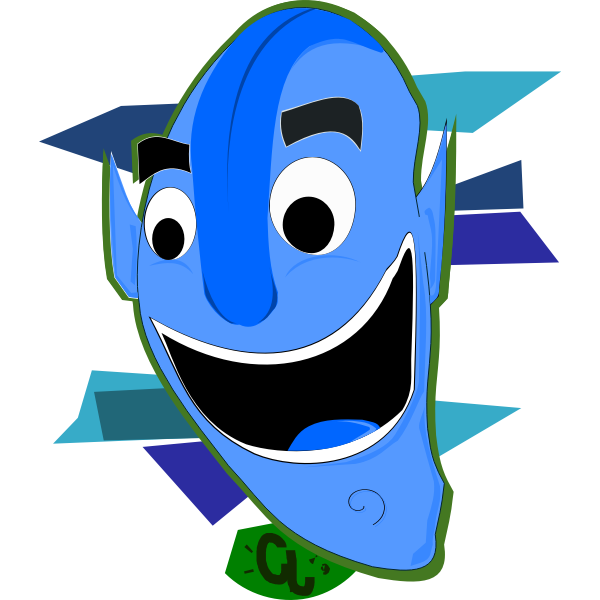 Vector clip art of large blue head character