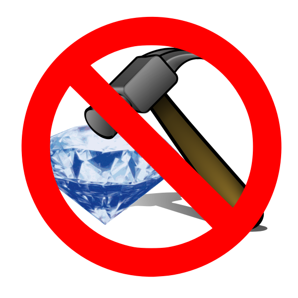 No breaking a diamond with a hammer sign vector illustration