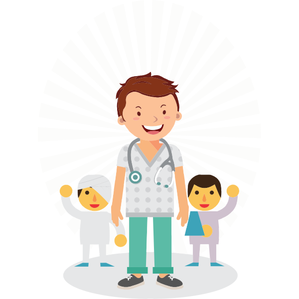 Doctor with small patients