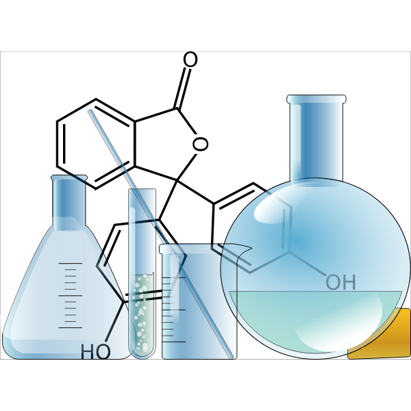 Chemistry instruments with a molecule background vector image