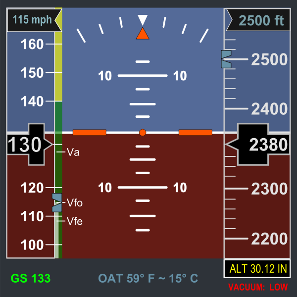 Vector clip art of electronic flight display