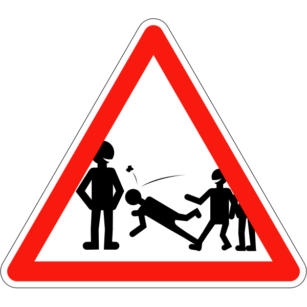 Vector image of school violence warning road sign