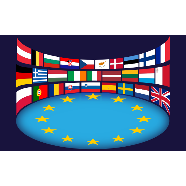 Graphics of flags of EU states around bright stars