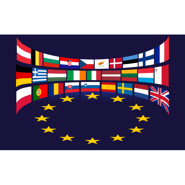 Image of flags of EU states around stars