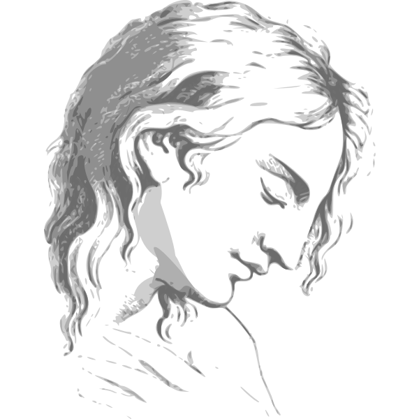 Sad woman vector portrait