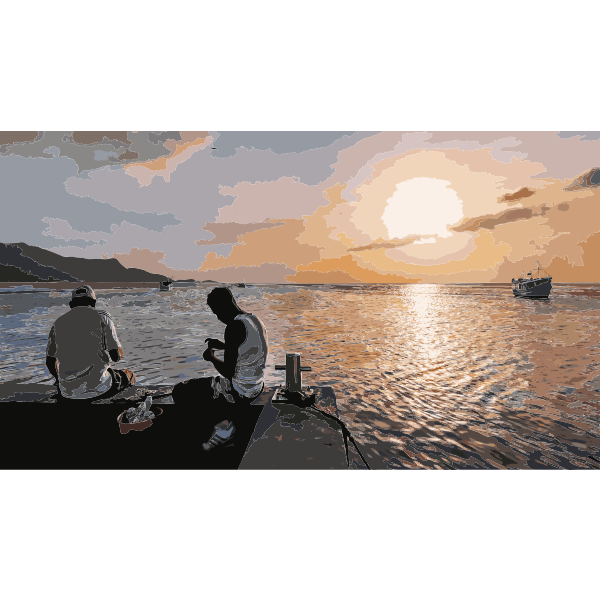 Fishermen with his son on Pier Juan Griego 2016122010