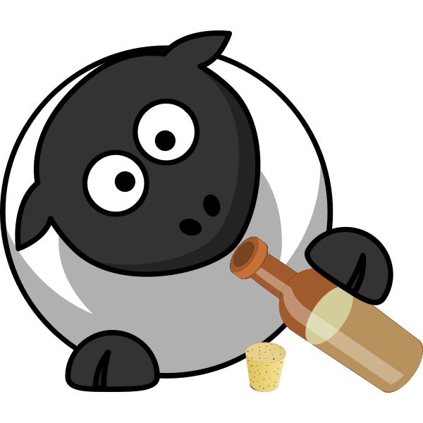 Drinking sheep vector clip art