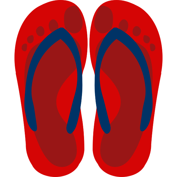 Flip flops with feet imprint vector clip art