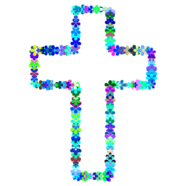 Floral Cross Outline