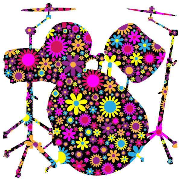 Floral Drum Set Silhouette