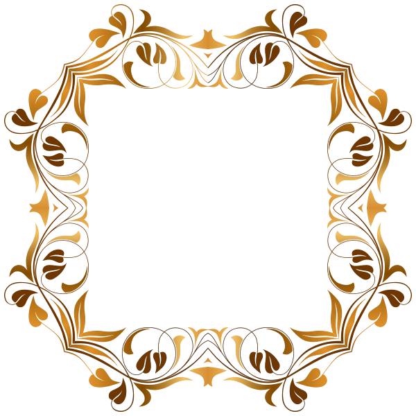 Octagonal floral border in shades of gold clip art