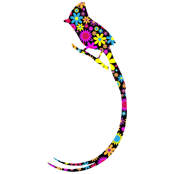 Floral bird silhouette