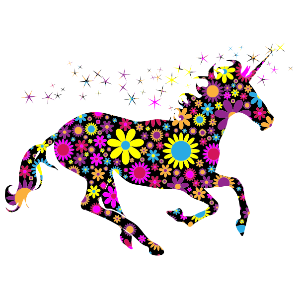 Floral Magical Unicorn Silhouette