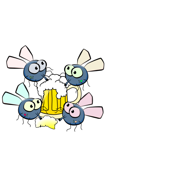 Flies drinking beer vector illustration