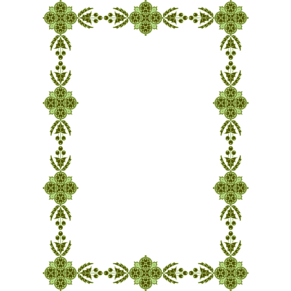 Frame Floral Pattern Green Color