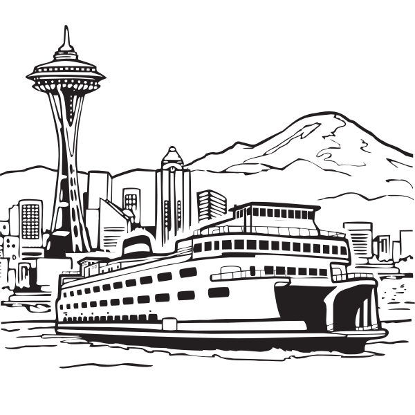 Ferry in port vector image