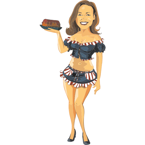 Color vector image of waitress