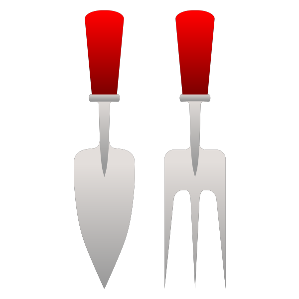 Gardening fork and trowel