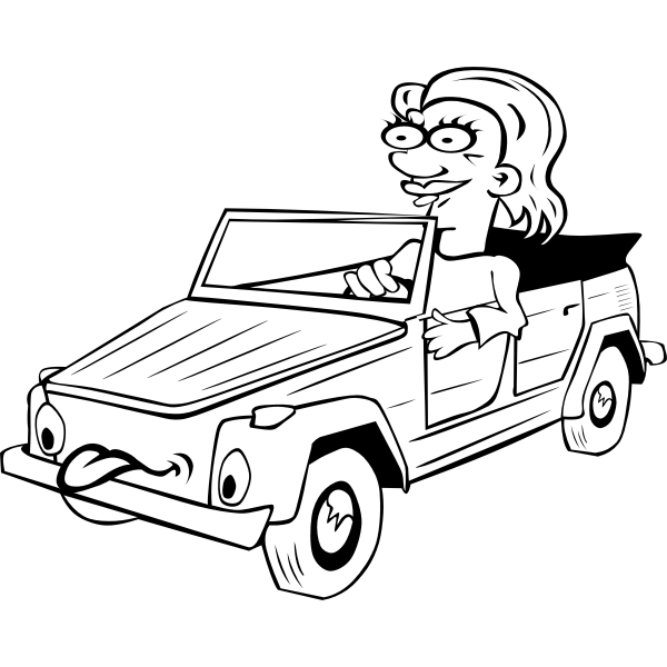 G Girl Driving Car Cartoon 1