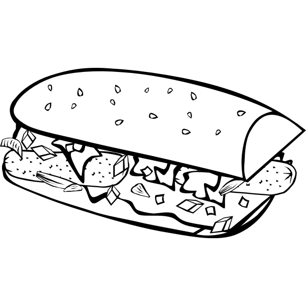 Submarine sandwich vector drawing