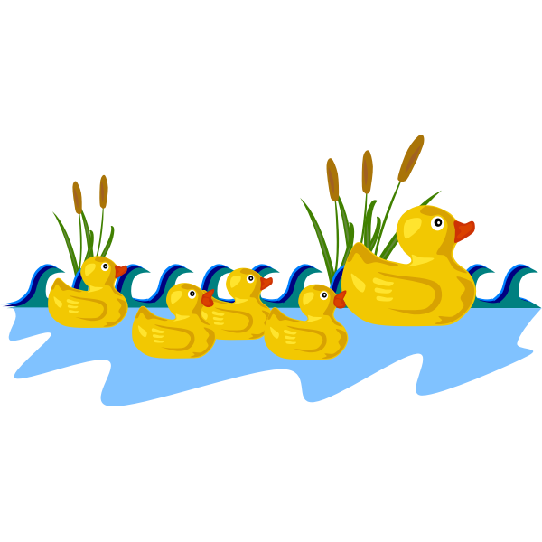 Rubber duck family vector drawing