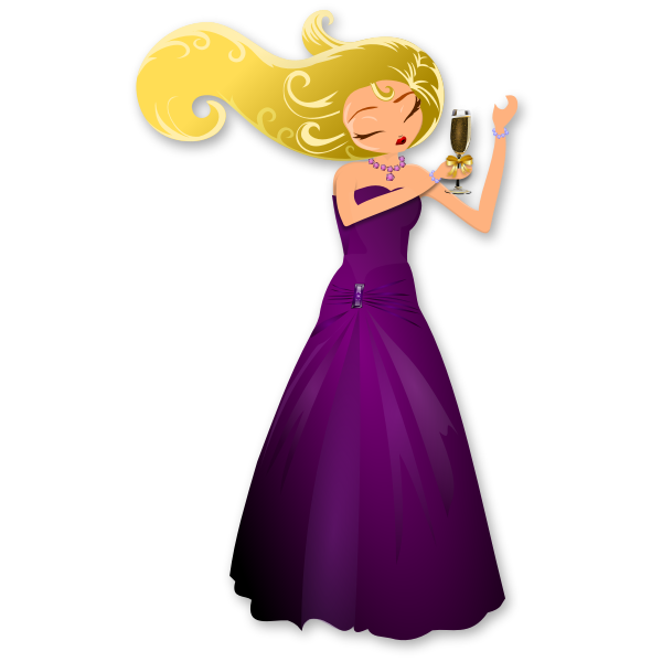 Vector drawing of blonde lady combing her hair