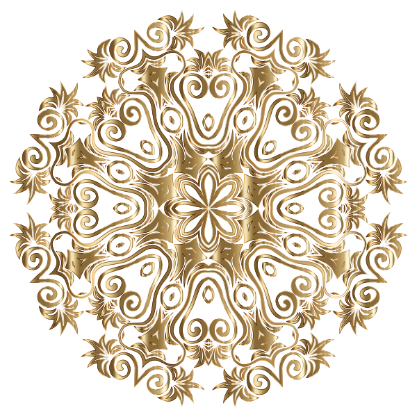 Gold Floral Flourish Motif Design No Background