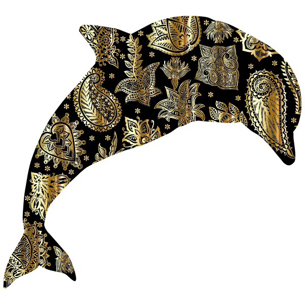 Gold Floral Pattern Dolphin