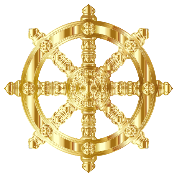 Gold Ornate Dharma Wheel