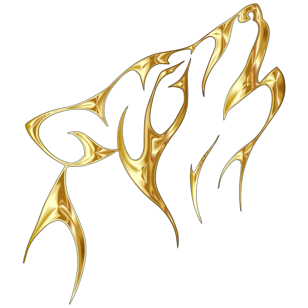 Gold Tribal Wolf No background