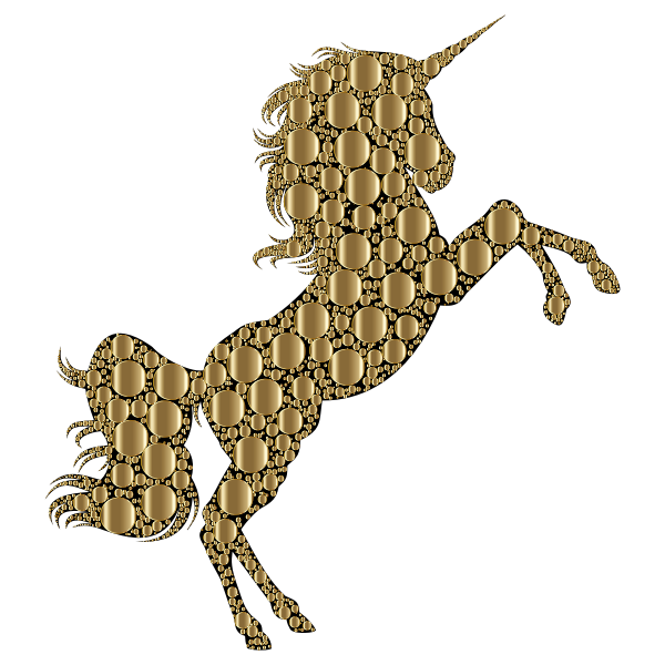 Gold Unicorn Silhouette 2 Circles