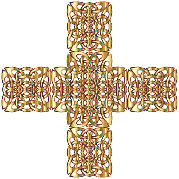 Golden Celtic Knot Cross 3 Variation 2 Without Background