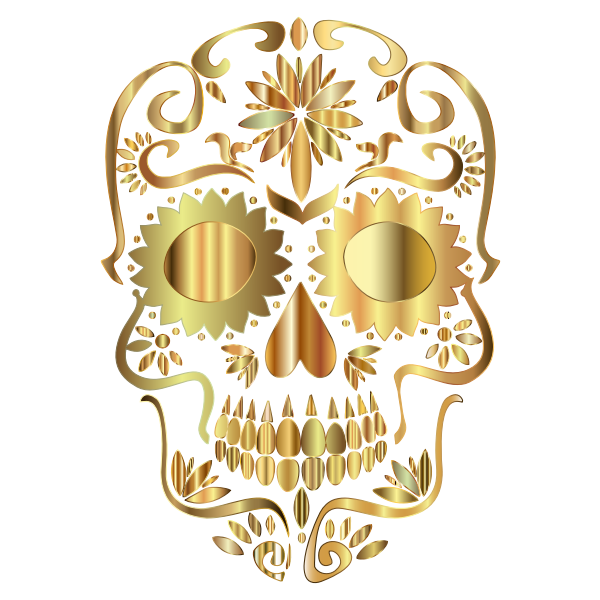 Golden Sugar Skull Silhouette No Background