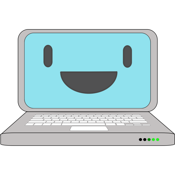 Laptop icon with a smile vector illustration