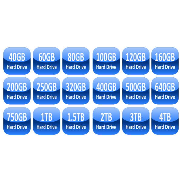 Hard drive capacity icons